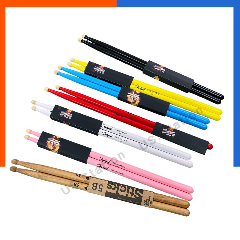 ไม้กลอง overspeed 5A ตีกลองสี กลองชุด รุ่นมืออาชีพ จับถนัดมือ พร้อมส่ง US.Station