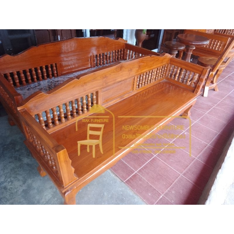 แหย่งไม้สัก 60x200ซม. โซฟาไม้สักสินค้าพร้อมส่งไม่ต้องรอ