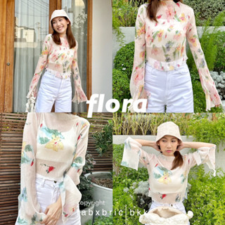 -🌼 FLORA TOP เสื้อซีทรูแขนยาวลายดอกไม้ ผ้าลายเปลือกไม้ สไตล์หวานซ่อนเปรี้ยว เสื้อครอปซีทรู เสื้อสไตล์เกาหลี -