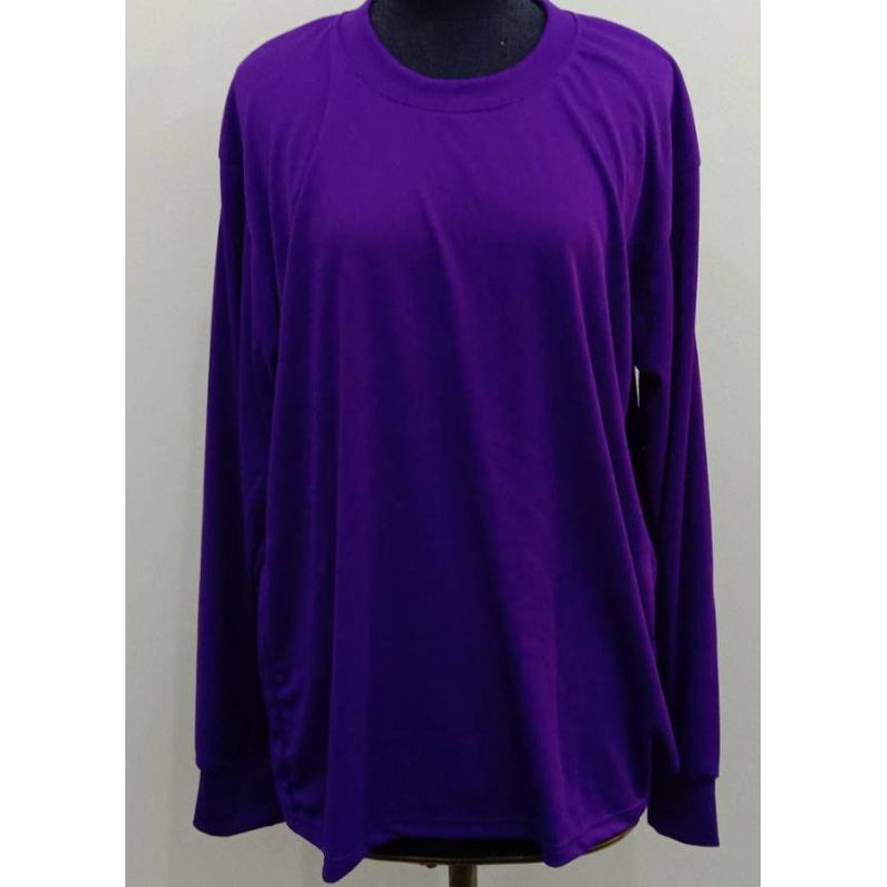 เสื้อยืดคนงาน คคอกลม แขนยาว สีม่วงเข้ม ฟรีไซส์ รอบอก 44 นิ้ว จั๊มปลายแขน