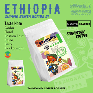 Tanmonkey Coffee เมล็ดกาแฟคั่ว Ethiopia Sidamo Bensa Bombe G1 Natural