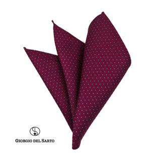 GIORGIO DEL SARTO Silk Red Pocket Square ผ้าเสียบสูทสีแดงไหม 100%Silk