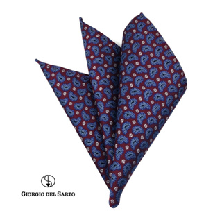 GIORGIO DEL SARTO Silk Red Pocket Square ผ้าเสียบสูทสีแดงไหม 100%Silk