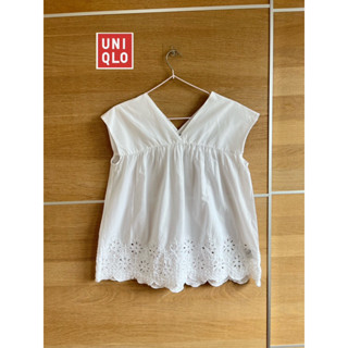 UNIQLO x cotton xS ชายแต่งลูกไม้ ไม่ตำหนิ อก 38 ยาว 23 Code :984(6)