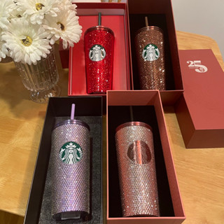 Starbucks Blackpink Crystal Rhinestone Bling BLACKPINK RED แท้ 100%