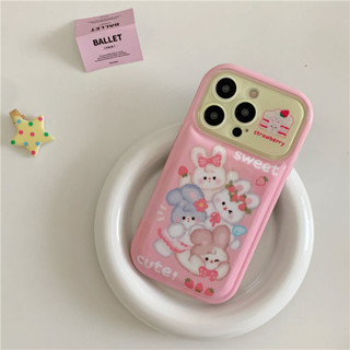 เคสลายรวมน้องกระต่าย sweet cute สีชมพูเหลือง เคสไอโฟน พร้อมส่ง เคสสำหรับ IPHONE CASE 12-14PROMAX