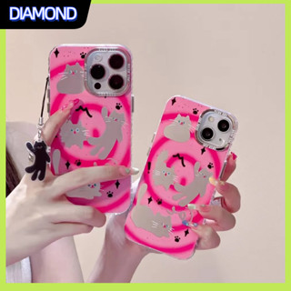 💲คูปองเคลม💲เคสไอโ case for iphone 11 12 แมวดำเต้น เคส 14 13 12 11 pro max ชุบ การป้องกันเต็มรูปแบบที่ทนทาน