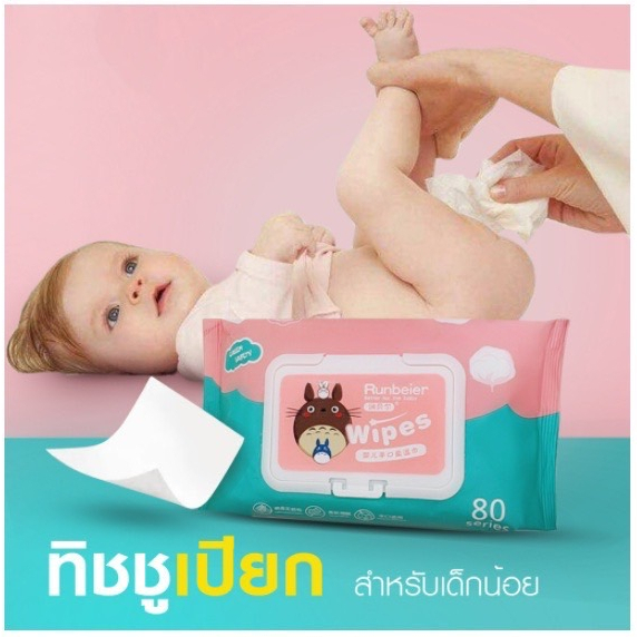 ทิชชูเปียก Baby Wipes สูตรน้ำ (1ห่อ) แผ่นทำความสะอาด 1ห่อมี 80 แผ่น ทิชชู่เปียกเด็ก *พร้อมส่ง