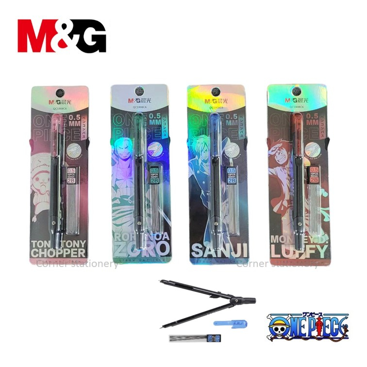 วงเวียนดินสอกด 0.5 มม.ลาย one piece วันพีช ลิขสิทธิ์แท้ ตรา M&Gพร้อมไส้ดินสอ 2B รุ่น QCS908C6
