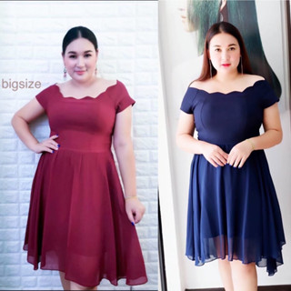 Janny เดรสสั้น เดรสสาวอวบ อ้วน Bigsize XXL Plussize ชุดออกงาน ชุดราตรี ผ้าสกินนี่ ชีฟอง