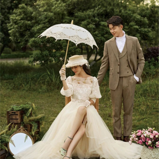 สไตล์ยุโรป Hollow Out Lace Princess Craft Umbrella ถ่ายภาพงานแต่งงาน Props ตกแต่งร่ม