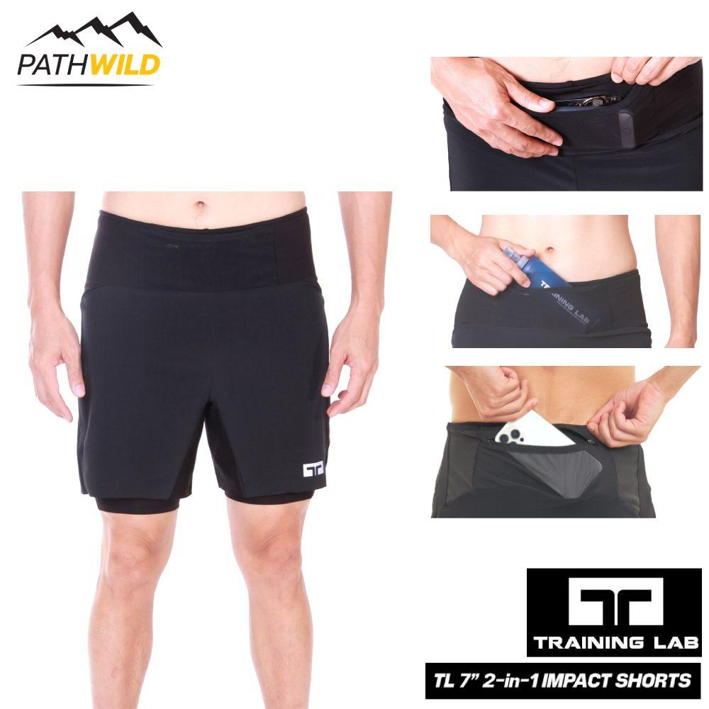 TRAINING LAB TL 7” 2 IN 1 IMPACT SHORTS กางเกงวิ่ง เนื้อผ้าเบา ระบายอากาศดี มีซับในกระชับกล้ามเนื้อ ป้องกันการเสียดสี