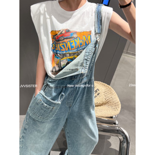 เสื้อแขนล้ำผ้าคอตตอนสกรีนลาย MC KENZIE’S VINTAGE PRINTED SLEEVELESS TOPS