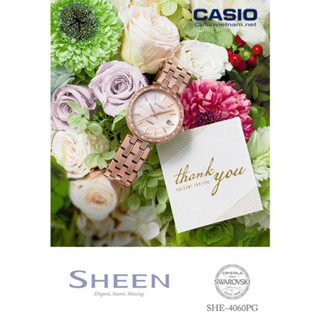 แท้ศูนย์ CASIO SHEEN นาฬิกาข้อมือผู้หญิง สายสแตนเลส รุ่น SHE-3062PG  SHE-3064PG SHE-3809PG ประกันศูนย์