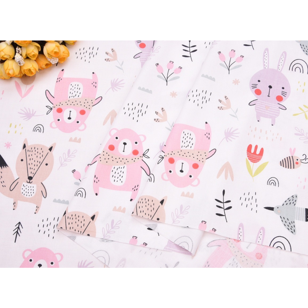 ผ้าคอตตอน 100% ทอทวิล ผ้าเมตร พิมพ์ลายจิ้งจอกหมี หน้ากว้าง 1.6 เมตร - รูปที่ 2