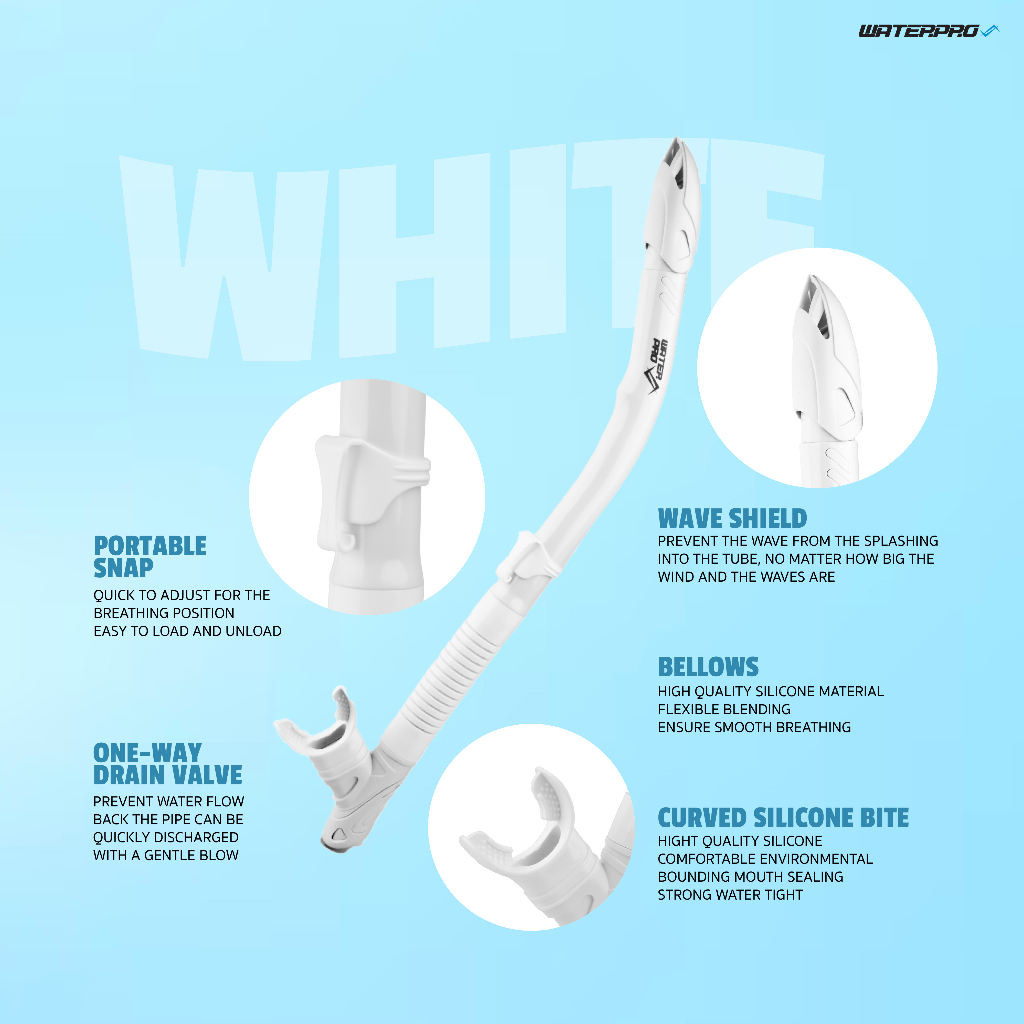 สน็อกเกิ้ลแบบกึ่งแห้งพร้อมวาล์วไล่น้ำ – Power Semi Snorkel แบรนด์ WATER PRO - รูปที่ 2