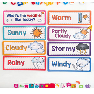 16Pcs Weather Flashcards English Words Learning Cards Kids Educational Toys Homeschool Supplies English Cards