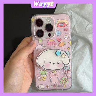 💖New 💖iPhone 14 13 12 11 Pro Max เคส for เคสไอโฟน11 น่ารัก บางเบาพกพาง่าย การ์ตูน ลูกสุนัข แฟชั่น พร้อมขาตั้ง Case