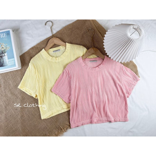 Q91 เสื้อยืดคอกลมตัวสั้น งานผ้าลอนมาม่า