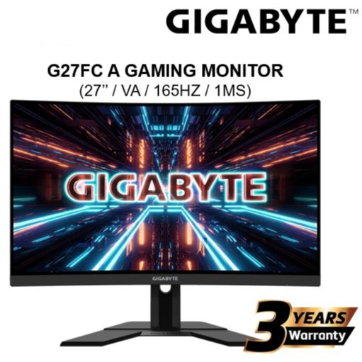 MONITOR (จอมอนิเตอร์) GIGABYTE (G27FC-A) 27'' 1920 x 1080 VA 1500R CURVE 165Hz