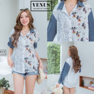 📌Shirt Jeans เสื้อเชิ๊ตแต่งผ้ายีนเนื้อดี สกีนลายการ์ตูนสุดน่ารัก#เสื้อเชิ้ต#เสื้อแขนยาว