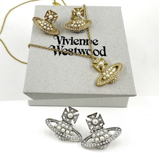 Vivienne Westwood ของแท้ มุก วินเทจ earrings necklace set สร้อย เซ็ต ต่างหู สวย ออกงาน วิเวียน เงิน ทอง น่ารัก แบรนด์เนม