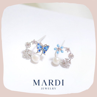 Mardi Jewelry ต่างหูเงินแท้ 925 Gardenia Pearl Earrings