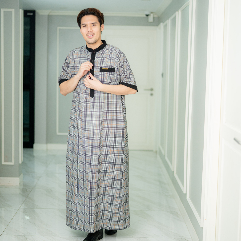 โต๊ปชายแขนสั้นผ้าใส่สบายไม่ร้อน  เป็นเครื่องแต่งกายมุสลิมชาย AE28 รุสมีนี