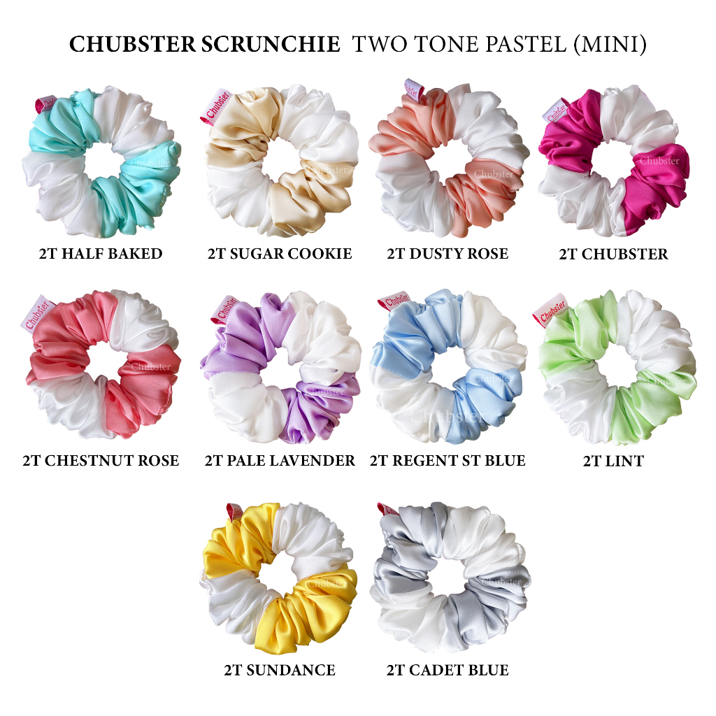 2t Pastel mini-10cm. ยางรัดผม สีพาสเทล Satin Scrunchies ยางมัดผมโดนัท สไตส์เกาหลี ยางรัดผมซาติน ยางม