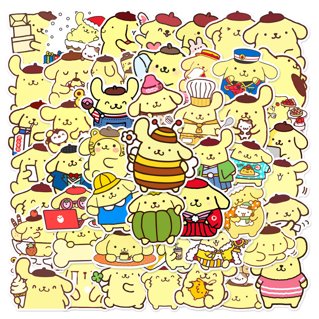 พร้อมส่ง! Pomu Pomu Purin 布丁狗 SANRIO Sticker สติกเกอร์กันน้ำรูปแบบที่แตกต่างกัน 50ชิ้น