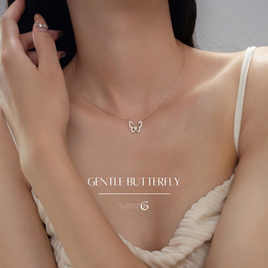 GLAMOR✨สร้อยคอเงินแท้ Gentle Butterfly สร้อยเงินแท้ สร้อยแฟชั่น จี้สร้อยคอ สร้อยคอเงิน925 สร้อยเพชร