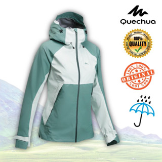 เสื้อแจ็คเก็ตกันฝนสำหรับผู้หญิงใส่เดินป่า รุ่น MH500 (สีเทอร์ควอยซ์) QUECHUA