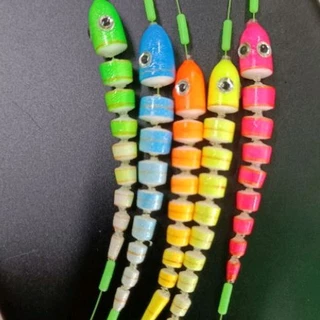 ทุ่นตกกุ้งทรงหนอน 9 ท่อน 15 ท่อน สีสดใส งานแฮนด์เมด มีแบบทุ่นเปล่าและแบบพร้อมตก