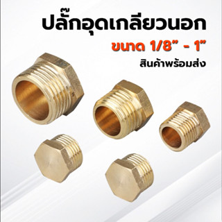 ปลั๊กอุดทองเหลือง เกลียวนอก , เกลียวใน 1/8" - 1" ทองเหลืองแท้ 100% สินค้าจัดส่งในไทย