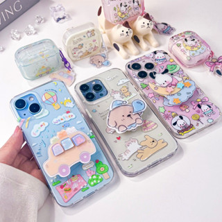 พร้อมส่ง🪼✨ Set Case สำหรับ iPhone+AirPods case ไอริงหมาง่วง โปเชโกะ ไอริงรถ + holder เคสไอโฟน 11-14Promax, Gen1-Pro2