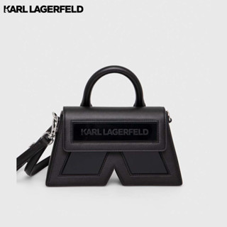 KARL LAGERFELD - IKON K SMALL LEATHER CROSSBODY BAG 235W3043 กระเป๋าสะพายข้าง BLACK