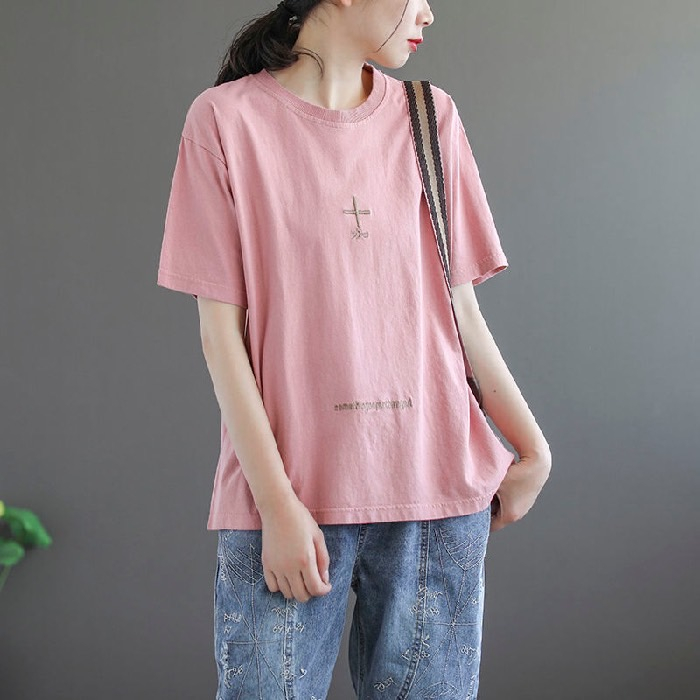 รุ่น 348 เสื้อยืดคอกลมแขนสั้นลายปัก (บวก-ลบ-คูณ-หาร) มาใหม่ ผ้านิ่มสวมใส่สบาย สไตล์เกาหลี พร้อมส่ง