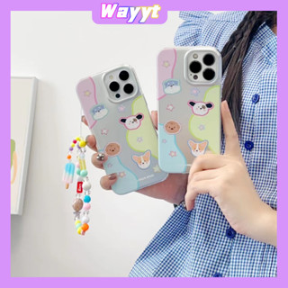 💖New💖iPhone 14 13 12 11 Pro Max เคส for เคสไอโฟน11 น่ารัก บางเบาพกพาง่าย การ์ตูน ลูกสุนัข ชุบด้วยไฟฟ้า โซ่มุก Case