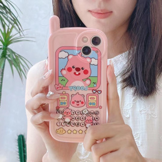 💕พร้อมส่ง💕iPhone 14 13 12 11 Pro Max เคส for เคสไอโฟน11 บางเบาพกพาง่าย น่ารัก การ์ตูน Loopy โทรศัพท์ปุ่มกด  Case