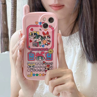 💕พร้อมส่ง💕iPhone 14 13 12 11 Pro Max เคส for เคสไอโฟน11 บางเบาพกพาง่าย น่ารัก แฟชั่น Powerpuff Girls โทรศัพท์ปุ่มกด Case