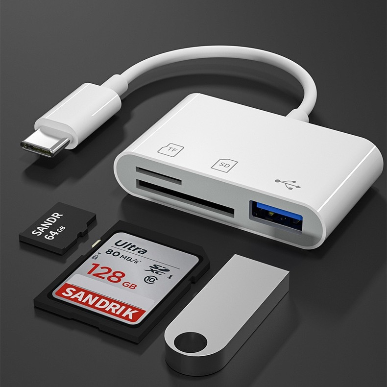 Type-C OTG Card Reader Type-C to USB / CF / TF / SD Card โอนถ่ายข้อมูล รูปภาพ VDO