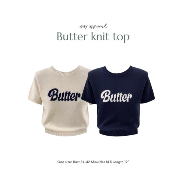 SAY APPAREL: Buttercup comfy knit top เสื้อไหมพรมแขนสั้นลายทอ