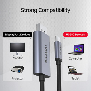 (ฮับ ยูเอสบี) UNITEK USB-C to ดิสเพลย์พอร์ต 1.2 Cable 2เมตร 4K 60Hz (V1409A)