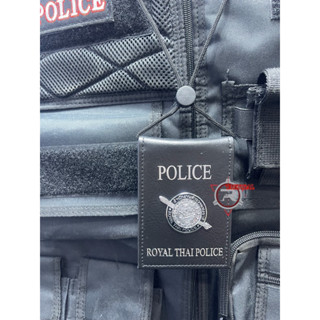 ซองหนังเเท้ใส่บัตรห้อยคอ ตำรวจ กระเป๋าหนังใส่บัตรคล้องคอ ROYAL THAI POLICE โลโก้โลหะชุบเงิน