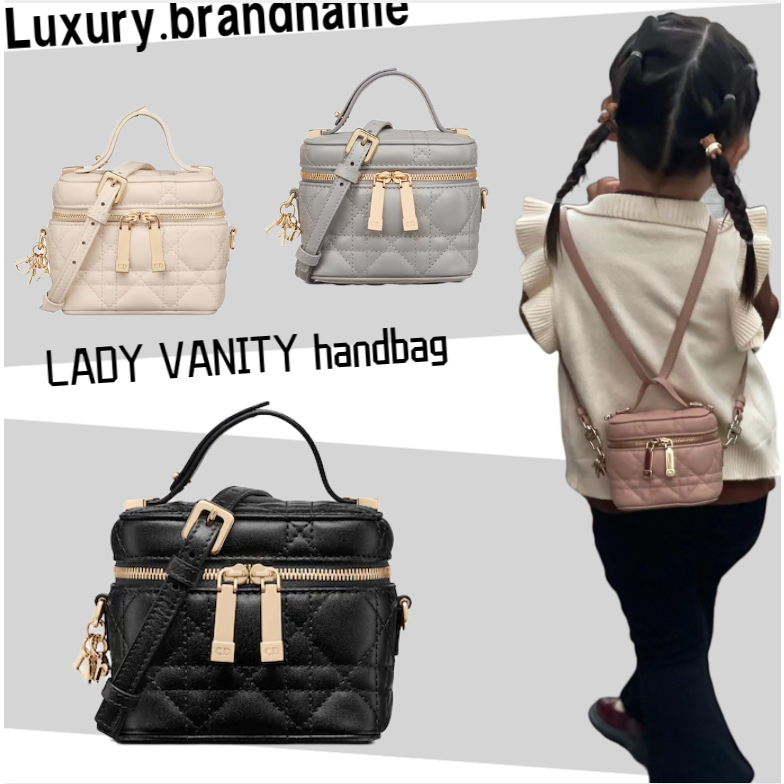ดิออร์ Dior super mini กระเป๋าถือ LADY VANITY/กระเป๋าผู้หญิง