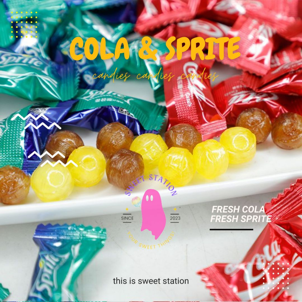 Cola & Sprite Candies ลูกอมรสโค้ก รสสไปรท์ (แพ็ก50-100ชิ้น) ลูกอมกลิ่นน้ำอัดลม ลูกอม อร่อย หอม กินเพ