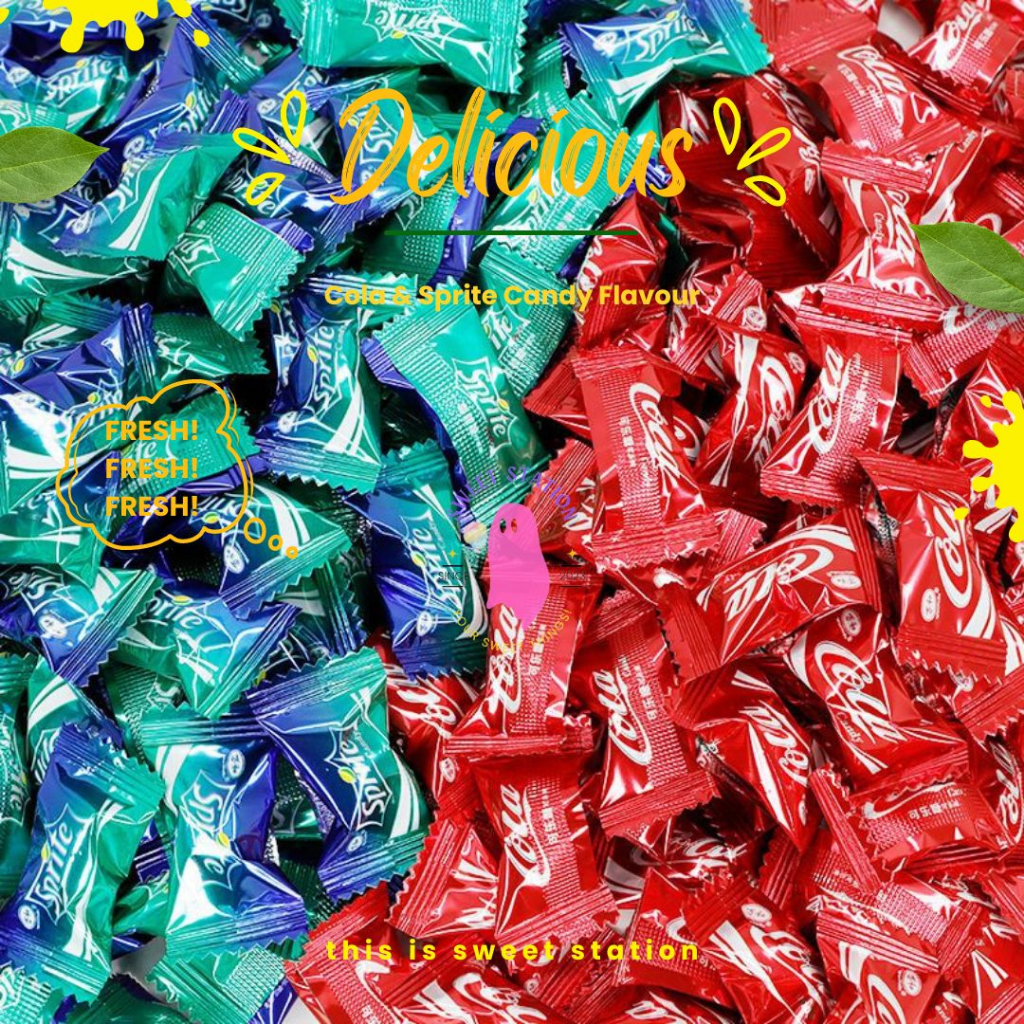 [ลูกอม1บาท/เม็ด] Cola & Sprite Candies ลูกอมกลิ่นน้ำอัดลม (1เม็ด/2.8g) ลูกอมโค้ก รสสไปรท์ ลูกอม อร่อ