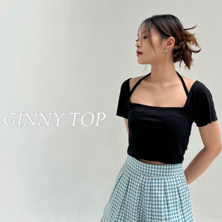 GINNY TOP - เสื้อครอปผ้าร่องเล็ก ดีเทลคล้องคอใส่ได้2แบบ (nita.bkk)