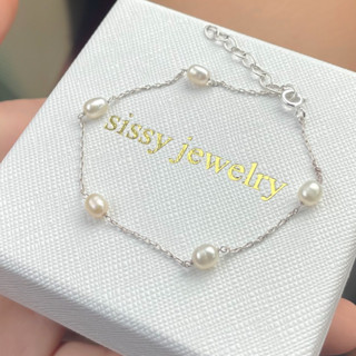 SissyJewelry // Silver chain with freshwater pearls collection - necklace &amp; bracelet 🎁Free gift box🎁