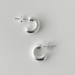 (earrings) : CASHEW NUT HOOP STUD EARRINGS SILVER925 / ต่างหูห่วงแบบปักก้าน ต่างหูเงินแท้ | YOUR WISHLIST